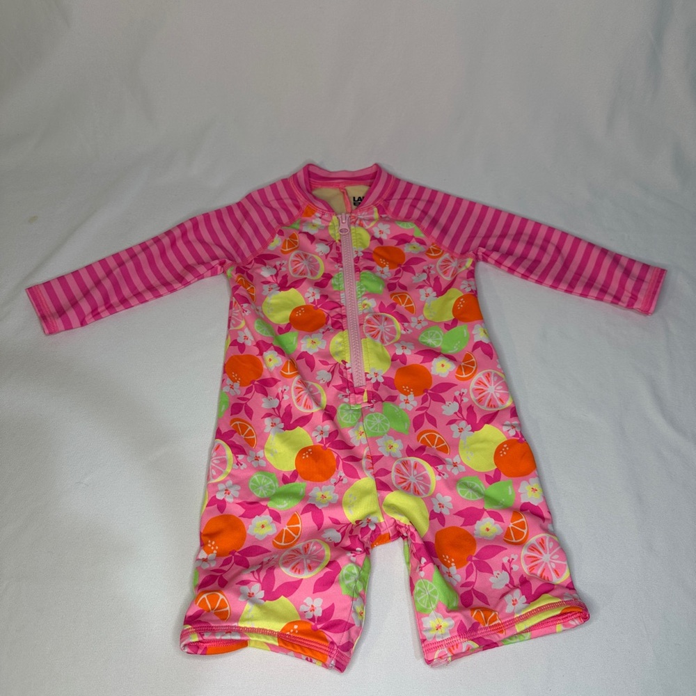 Lands' End Pink and Orange Rashguard Swimwear